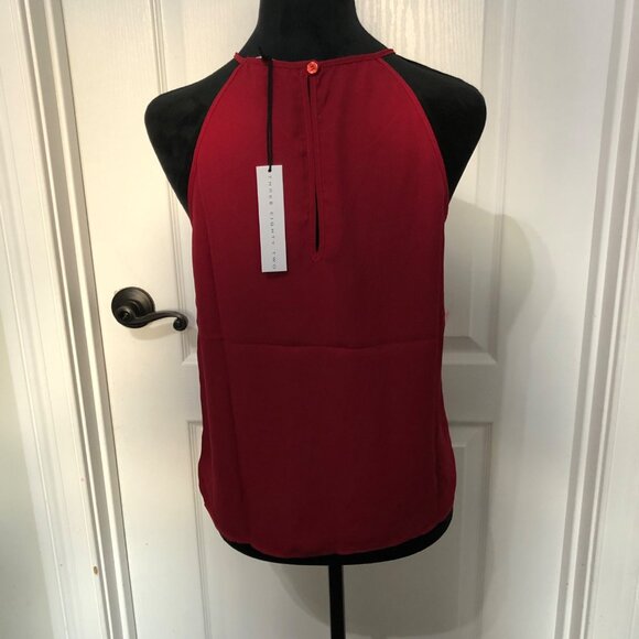 Three Eighty Two Red Sleeveless Keyhole Blouse 100% Polyester Size Small NWT - Picture 4 of 8
